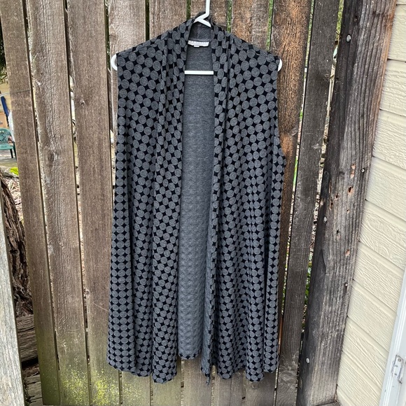 Bryn Walker Gray & Black Long Open Draped Vest Sz L - Picture 7 of 14